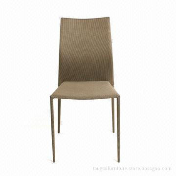 Concise dining chair, made of recycle leather and painted frame